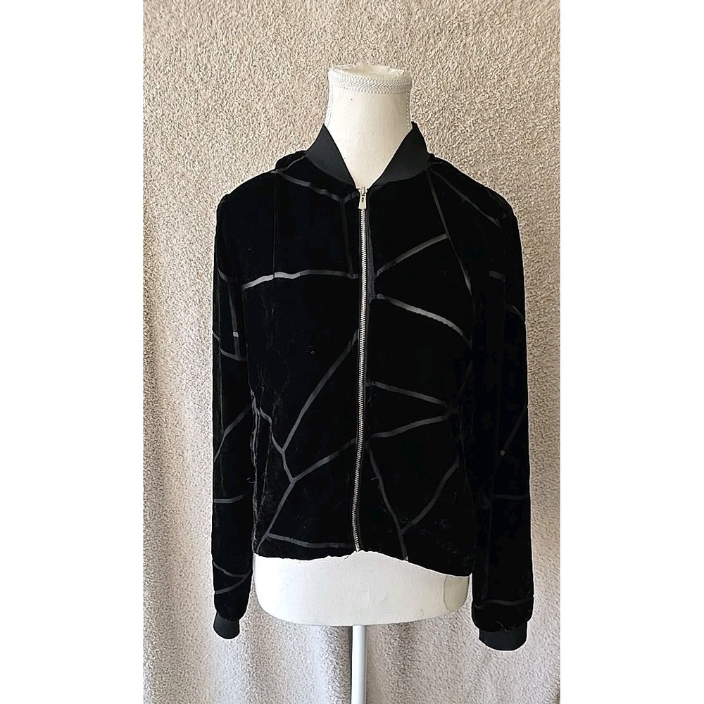 Lily Allen x Vero Moda Bomber Jacket Zip Up Velvet Long Sleeve Women's Size M